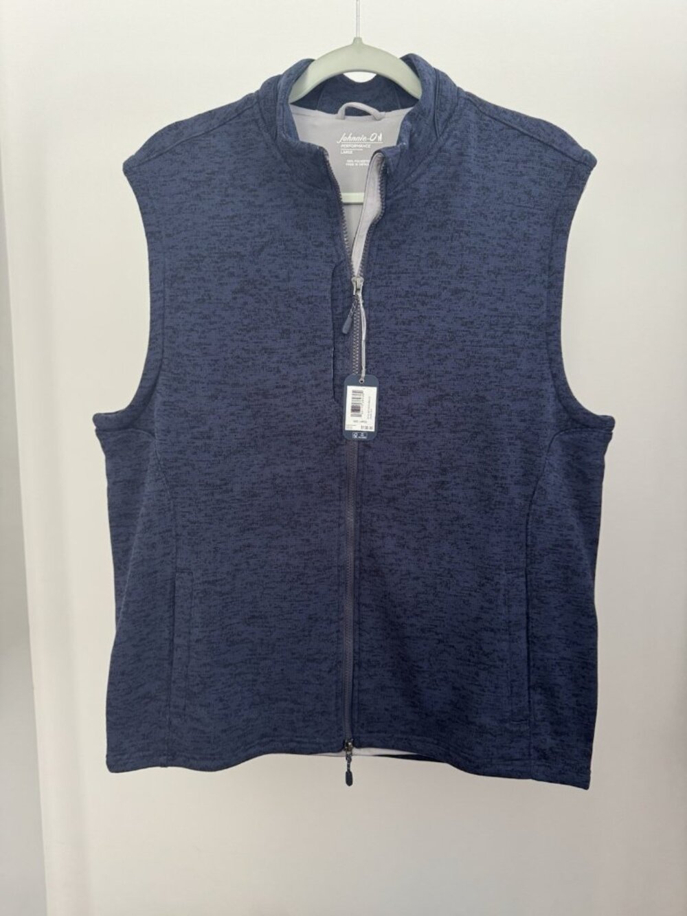 Johnnie-O Denalis Performance Fleece Vest Men's Large Navy Heather NWT $138